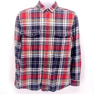 Topman Red and Black Plaid Button Down Shirt Size Small